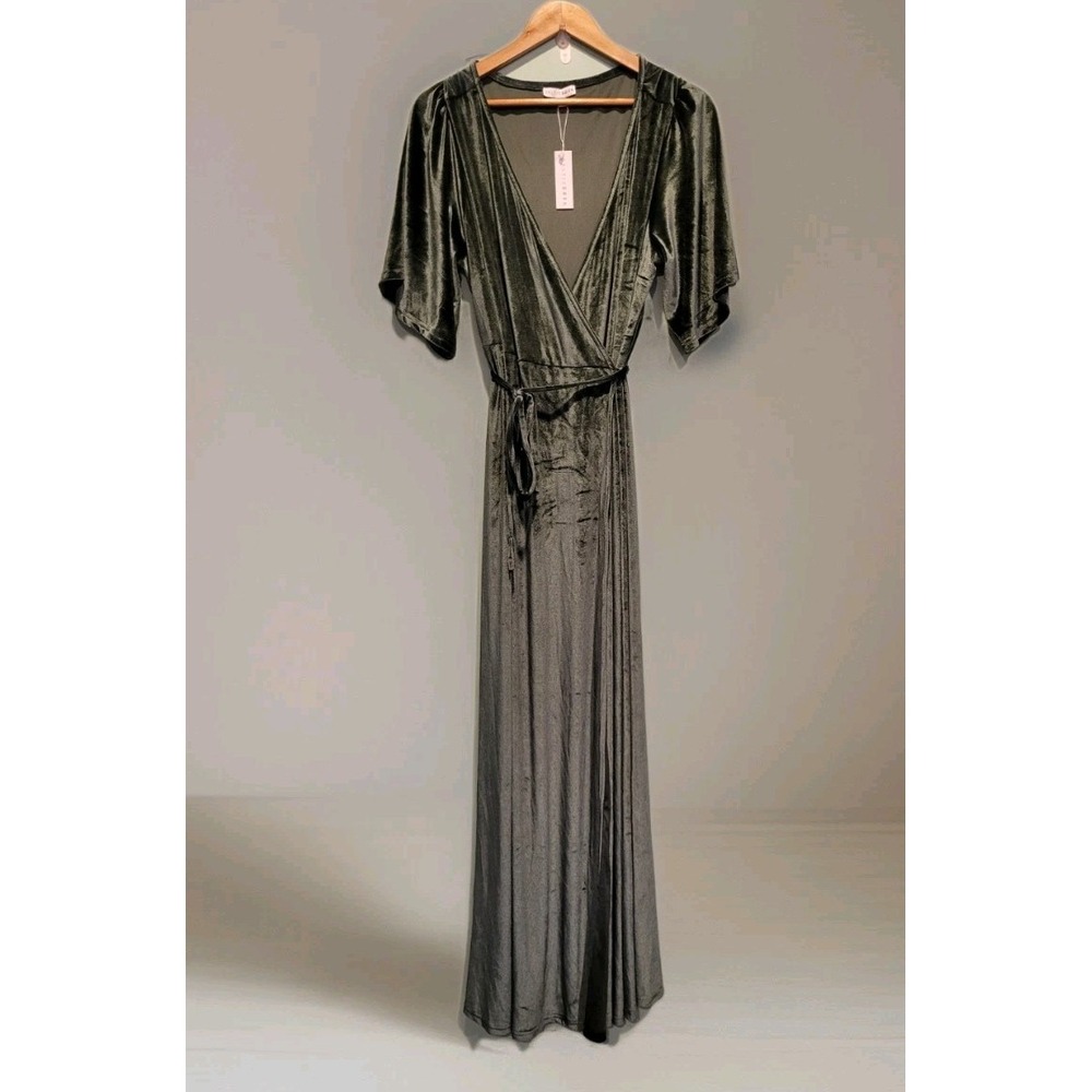 Baltic Born Dark Green Velvet Maxi Dress